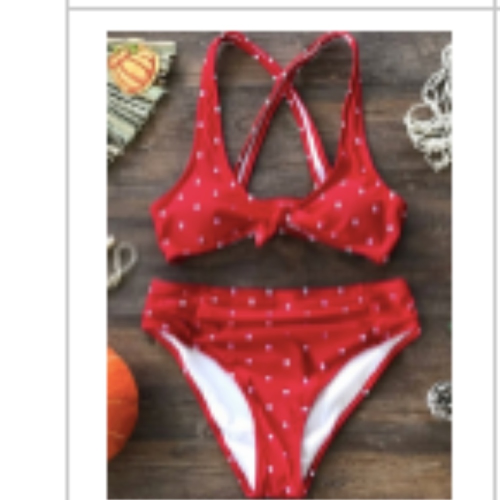 SOLD NWT Knotted Scoop Red Polka Dot Bikini
